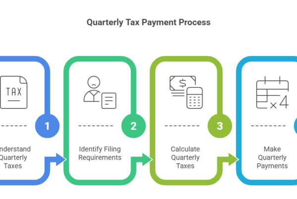 This image discusses how to pay quarterly taxes by explaining the steps to follow during the process.