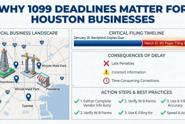 This image explains “When are 1099s due?” by discussing the deadline and consequences of delay.